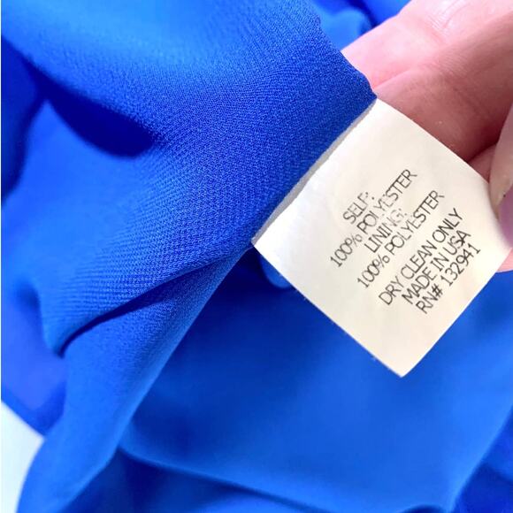 Amanda Uprichard Amherst Choker Tie Neck Bell Sleeve Mini Dress Royal Blue Small - Picture 10 of 13